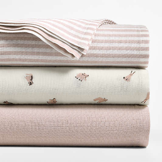 Supersoft Lilac Rose Mini Animal Organic Cotton Gauze Baby Swaddle Blankets, Set of 3