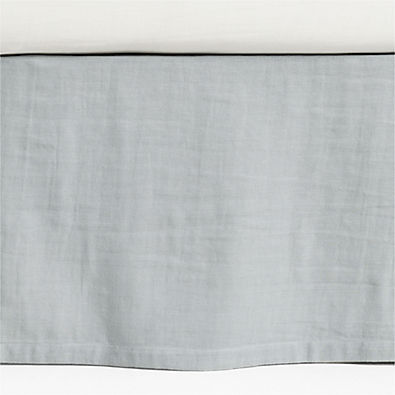View Supersoft Mist Blue Organic Cotton Gauze Baby Crib Skirt details