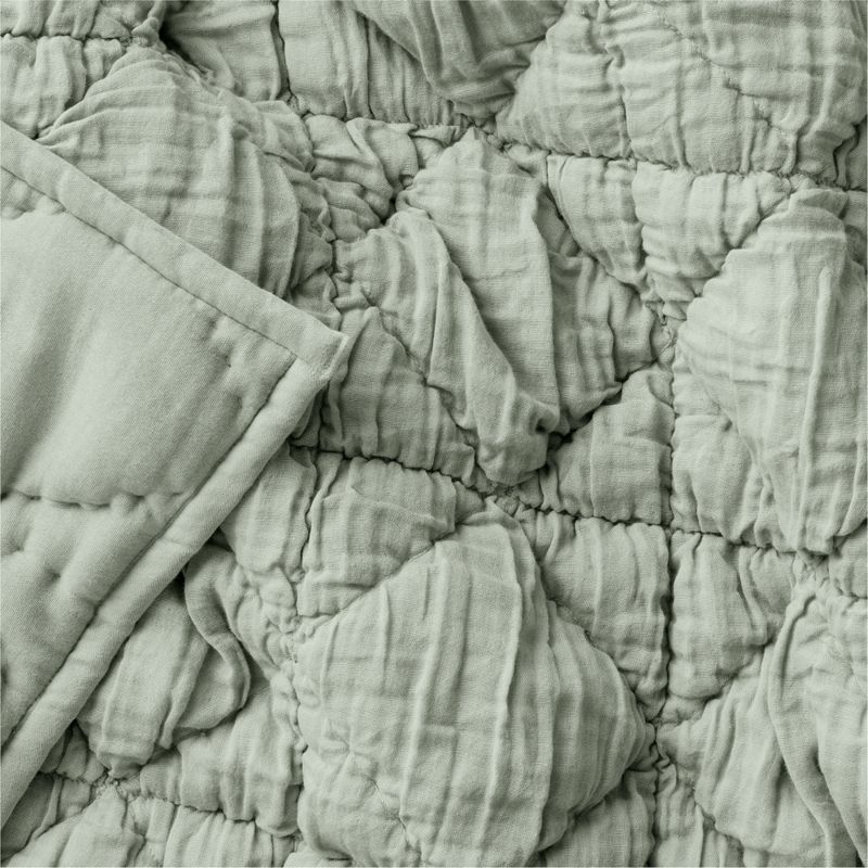 Supersoft Snuggle Puff Soft Green Organic Cotton Gauze Baby Crib Quilt - image 4 of 6