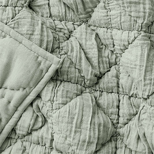 Supersoft Snuggle Puff Soft Green 100% Organic Cotton Baby Crib Quilt