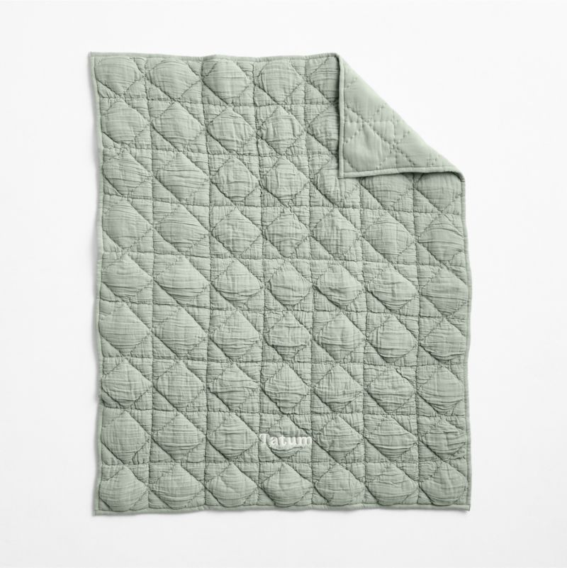 Supersoft Snuggle Puff Soft Green Organic Cotton Gauze Baby Crib Quilt - image 2 of 6