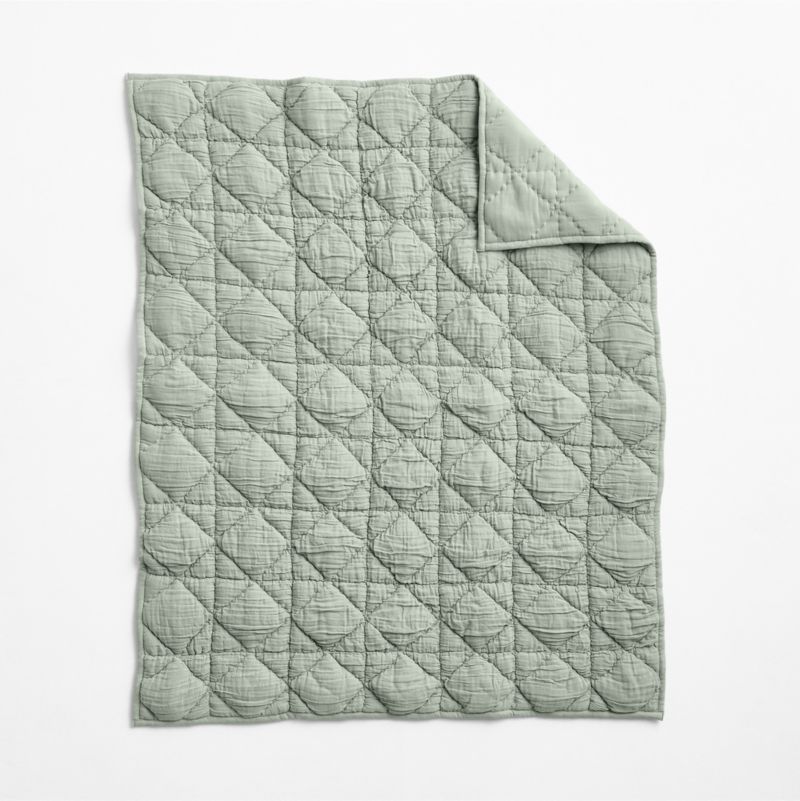 Supersoft Snuggle Puff Soft Green Organic Cotton Gauze Baby Crib Quilt - image 3 of 6