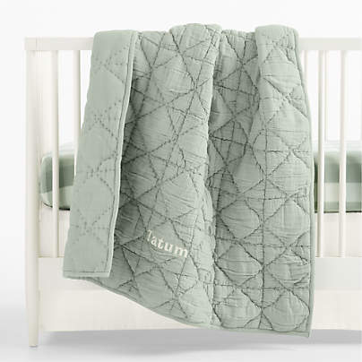 Supersoft Snuggle Puff Soft Green 100% Organic Cotton Baby Crib Quilt