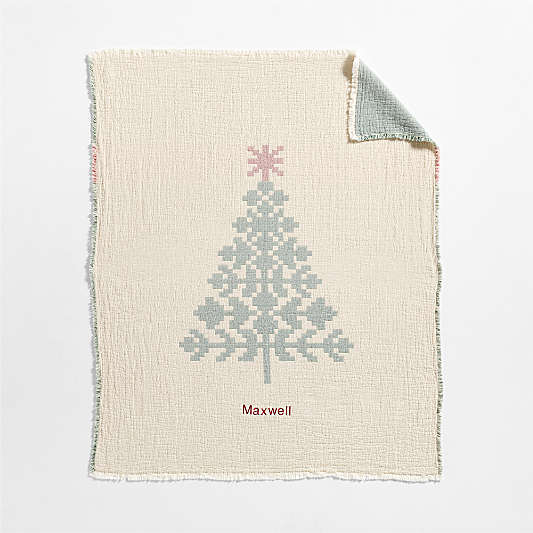 Supersoft Matelasse Evergreen Tree Reversible Organic Cotton Kids Blanket