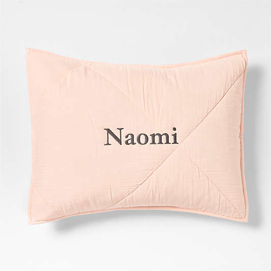 Supersoft Pale Pink Quilted Organic Cotton Gauze Kids Pillow Sham