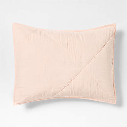Supersoft Pale Pink Quilted Organic Cotton Gauze Kids Pillow Sham