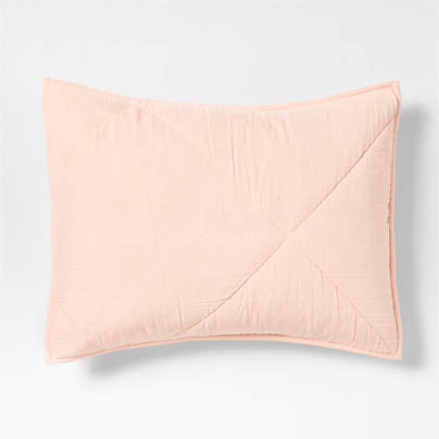 Supersoft Pale Pink Quilted Organic Cotton Gauze Kids Pillow Sham