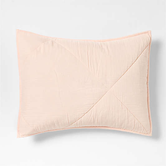 Supersoft Pale Pink Quilted Organic Cotton Gauze Kids Pillow Sham