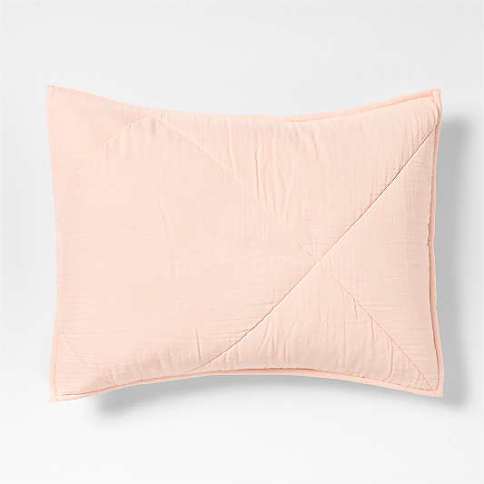 Supersoft Pale Pink Quilted Organic Cotton Gauze Kids Pillow Sham