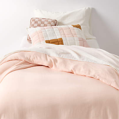 Supersoft Pale Pink Organic Cotton Gauze Kids Twin Duvet Cover