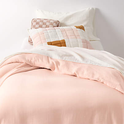 Supersoft Pale Pink Organic Cotton Gauze Kids Twin Duvet Cover