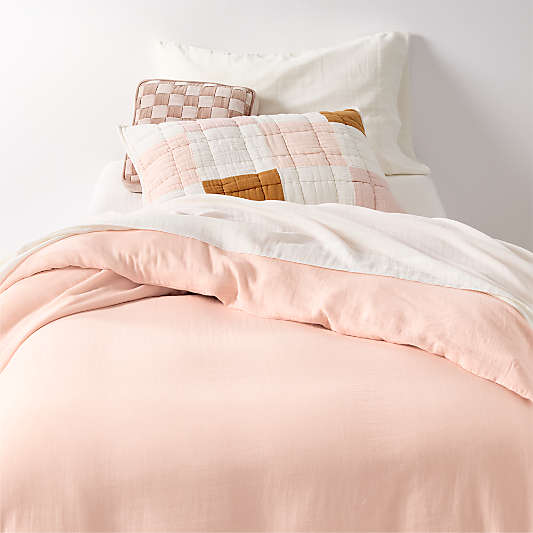 Supersoft Pale Pink Organic Cotton Gauze Kids Duvet Bedding Set