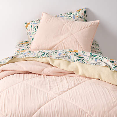 Supersoft Pale Pink Organic Cotton Gauze Kids Twin Quilt