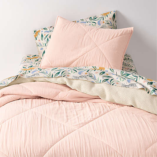 Supersoft Pale Pink Organic Cotton Gauze Kids Quilt Duvet Bedding Set
