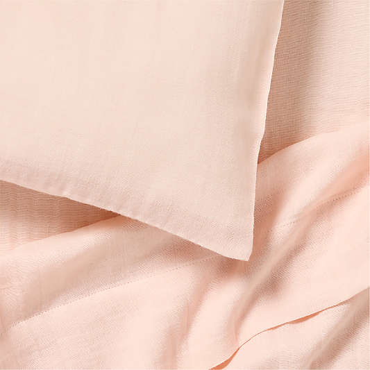 Supersoft Pale Pink Organic Cotton Gauze Toddler Sheet Set
