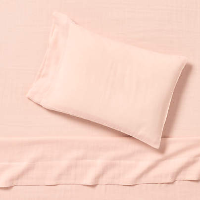 Supersoft Pale Pink Organic Cotton Gauze Toddler Sheet Set