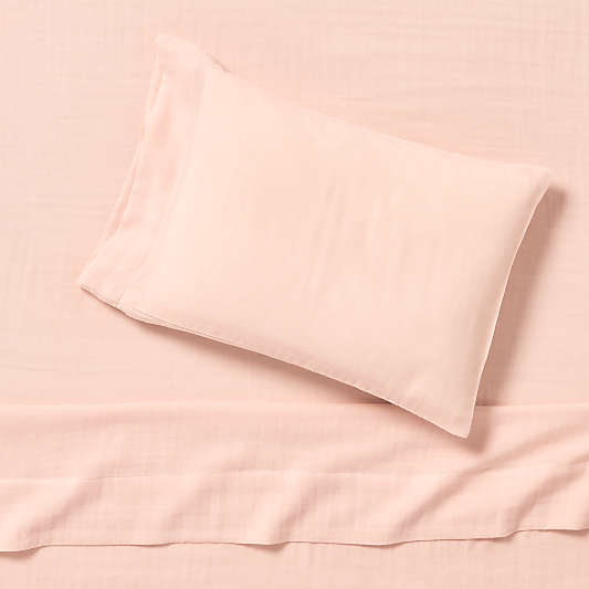 Supersoft Pale Pink Organic Cotton Gauze Toddler Sheet Set