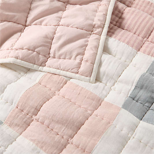 Supersoft Purple and Blue Upcycled Gauze Kids Twin Quilt