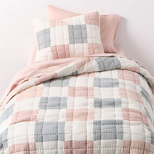 Supersoft Purple and Blue Upcycled Gauze Kids Twin Quilt