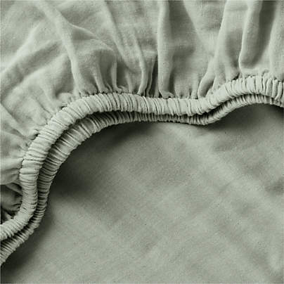 Supersoft Soft Green Organic Cotton Gauze Baby Crib Fitted Sheet