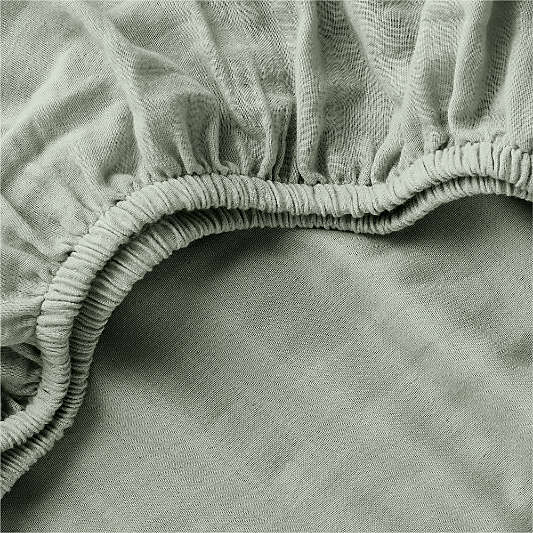 Supersoft Soft Green Organic Cotton Gauze Baby Crib Fitted Sheet
