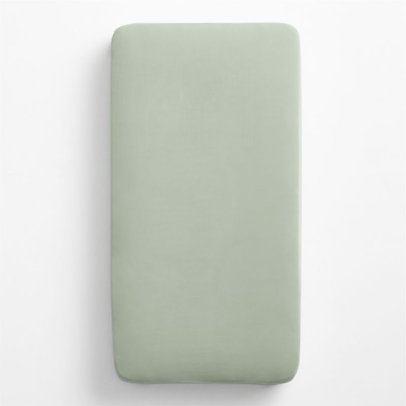 Supersoft Soft Green Organic Cotton Gauze Baby Crib Fitted Sheet - image 2 of 6