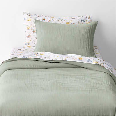 Supersoft Soft Green 100% Organic Cotton Gauze Kids Twin Duvet Cover