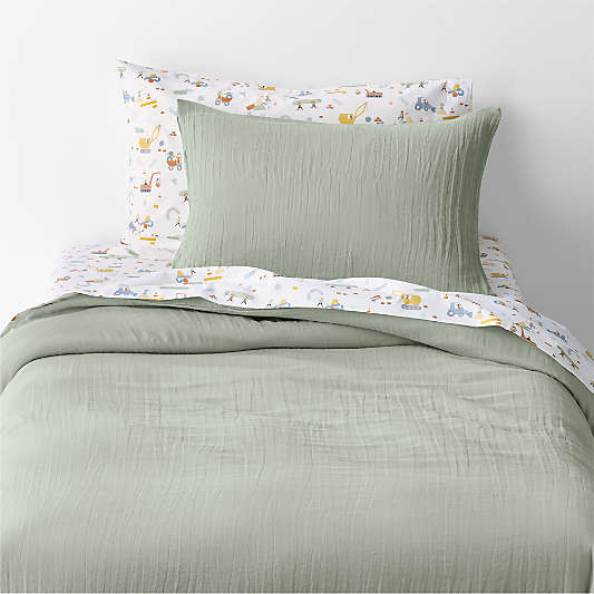 Supersoft Soft Green 100% Organic Cotton Gauze Kids Duvet Cover