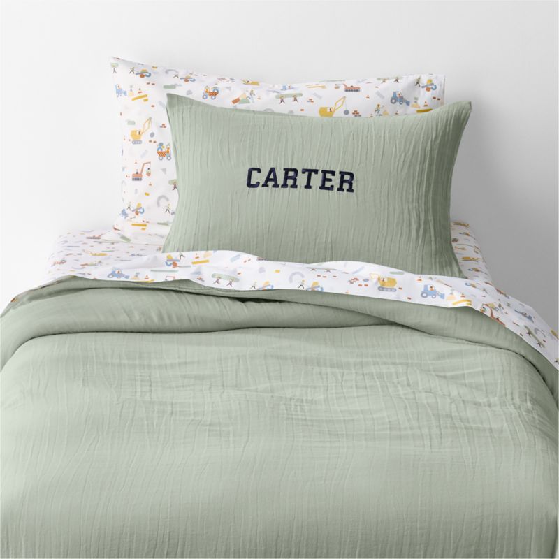 Supersoft Soft Green 100% Organic Cotton Gauze Kids Full/Queen Duvet Cover - image 5 of 10