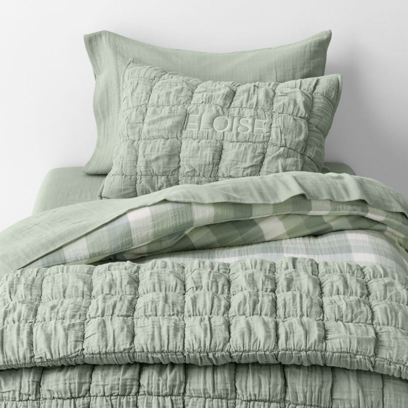 Supersoft Snuggle Puff Soft Green Organic Cotton Gauze Kids Pillow Sham - image 3 of 8