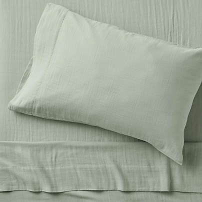 Supersoft Soft Green 100% Organic Cotton Gauze Kids Twin Sheet Set