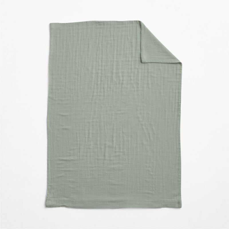 Supersoft Soft Green 100% Organic Cotton Gauze Toddler Duvet Cover - image 1 of 6