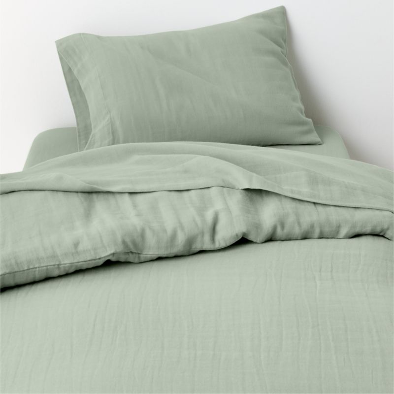 Supersoft Soft Green Organic Cotton Gauze Toddler Duvet Cover - image 1 of 6