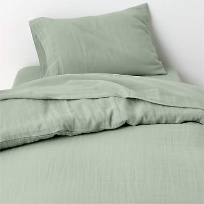 Supersoft Soft Green 100% Organic Cotton Gauze Toddler Duvet Cover