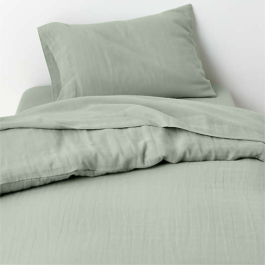 Supersoft Soft Green 100% Organic Cotton Gauze Toddler Duvet Cover