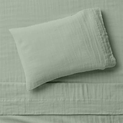 Supersoft Soft Green Organic Cotton Gauze Toddler Sheet Set