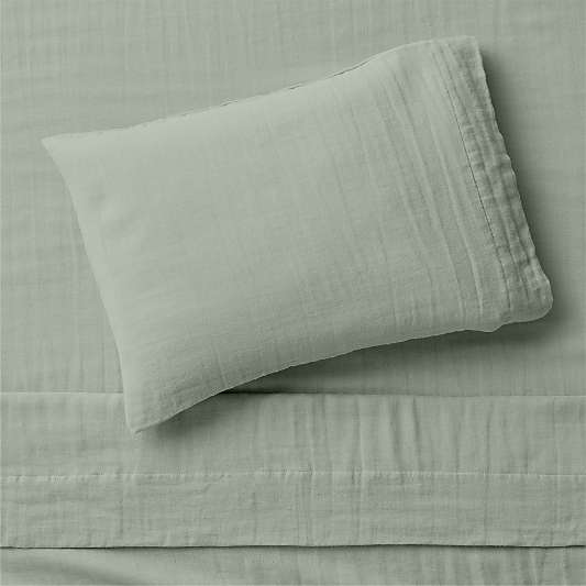 Supersoft Soft Green Organic Cotton Gauze Toddler Sheet Set