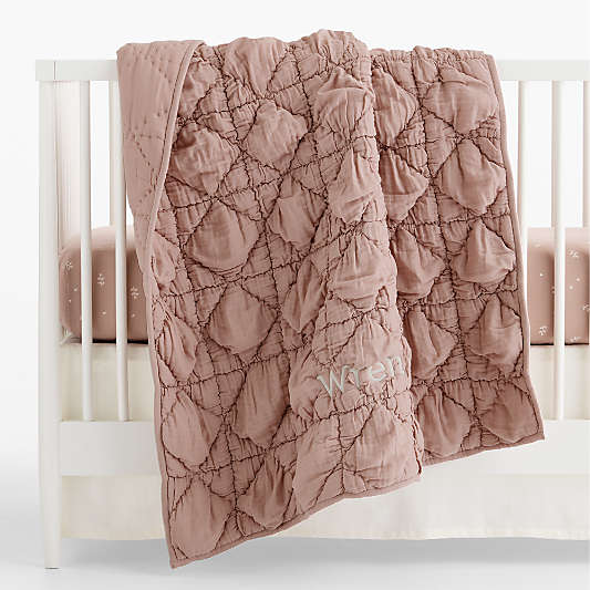 Supersoft Snuggle Puff Violet Rose 100% Organic Cotton Gauze Baby Crib Quilt