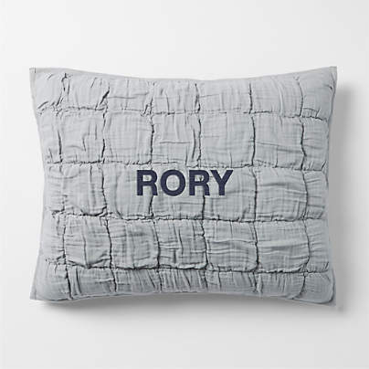 Supersoft Snuggle Puff Mist Blue Organic Cotton Gauze Kids Pillow Sham