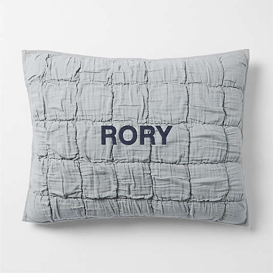 Supersoft Snuggle Puff Mist Blue Organic Cotton Gauze Kids Pillow Sham