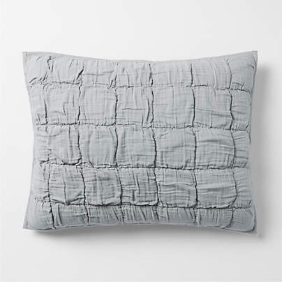 Supersoft Snuggle Puff Mist Blue Organic Cotton Gauze Kids Pillow Sham