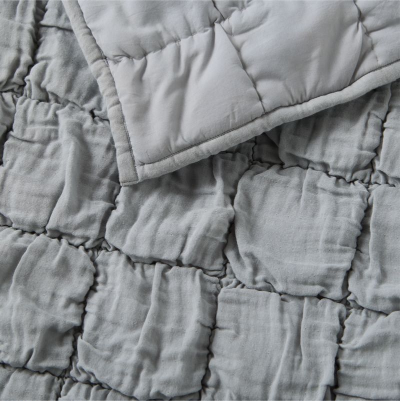 Supersoft Snuggle Puff Mist Blue Organic Cotton Gauze Kids Full/Queen Quilt - image 4 of 10