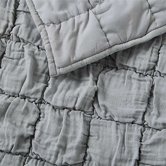 Supersoft Snuggle Puff Mist Blue 100% Organic Cotton Gauze Kids Twin Quilt