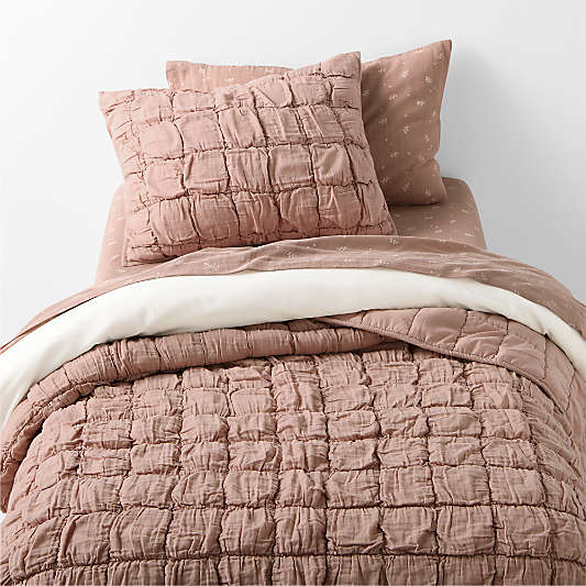 Supersoft Snuggle Puff Violet Rose 100% Organic Cotton Gauze Kids Twin Quilt