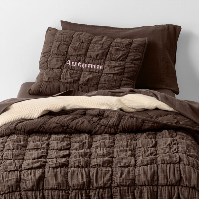 Supersoft Snuggle Puff Cacao Brown Organic Cotton Gauze Kids Pillow Sham - image 2 of 6