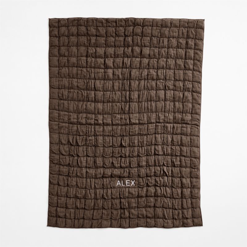 Supersoft Soft Marshmallow Puffy Cacao Brown 100% Organic Cotton Gauze Kids Full/Queen Quilt - image 2 of 11