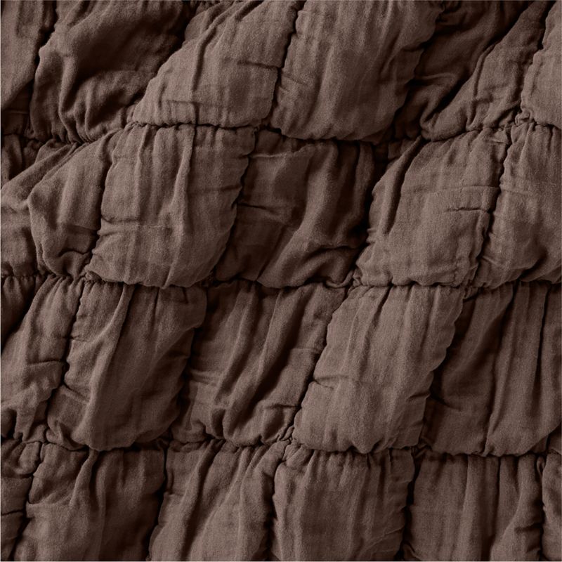 Supersoft Soft Marshmallow Puffy Cacao Brown 100% Organic Cotton Gauze Kids Full/Queen Quilt - image 4 of 11