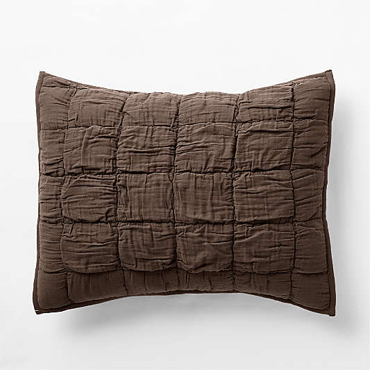 Supersoft Snuggle Puff Cacao Brown Organic Cotton Gauze Kids Pillow Sham
