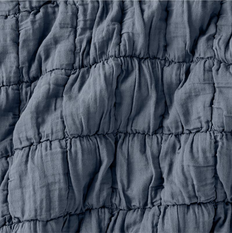 Supersoft Soft Marshmallow Puffy Coy Blue 100% Organic Cotton Gauze Kids Full/Queen Quilt - image 4 of 12