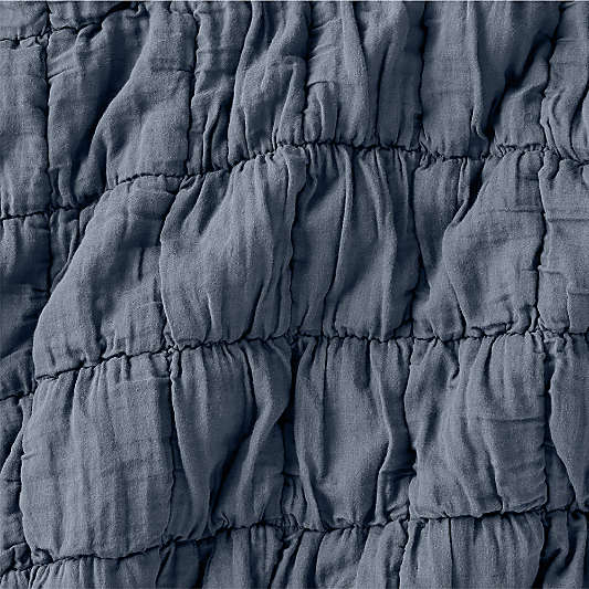 Supersoft Soft Marshmallow Puffy Coy Blue 100% Organic Cotton Gauze Kids Quilt